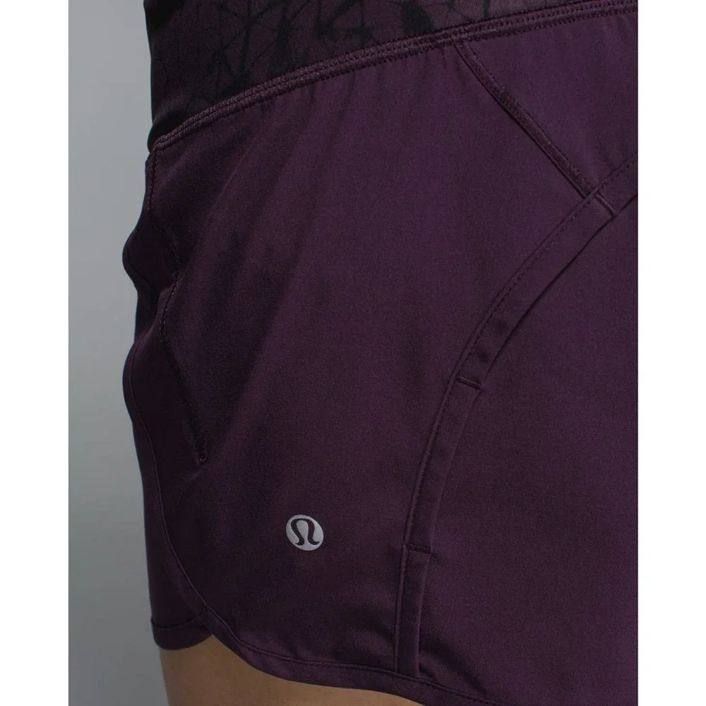 Lululemon Run Times Short 4 Way Stretch 4" Star Crushed Black Cherry Size 4 - Picture 9 of 16